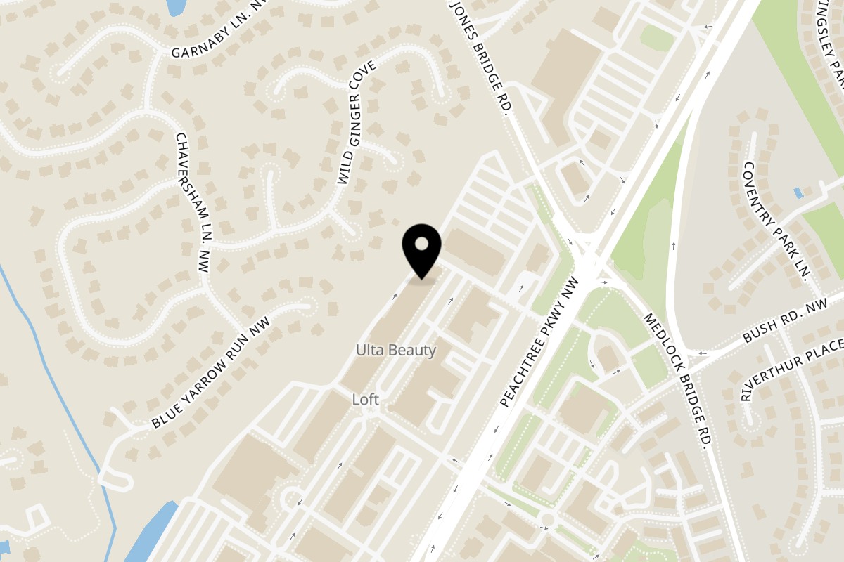 Map showing the location of Nori Island on 5145 Peachtree Pkwy STE 455 in Peachtree Corners